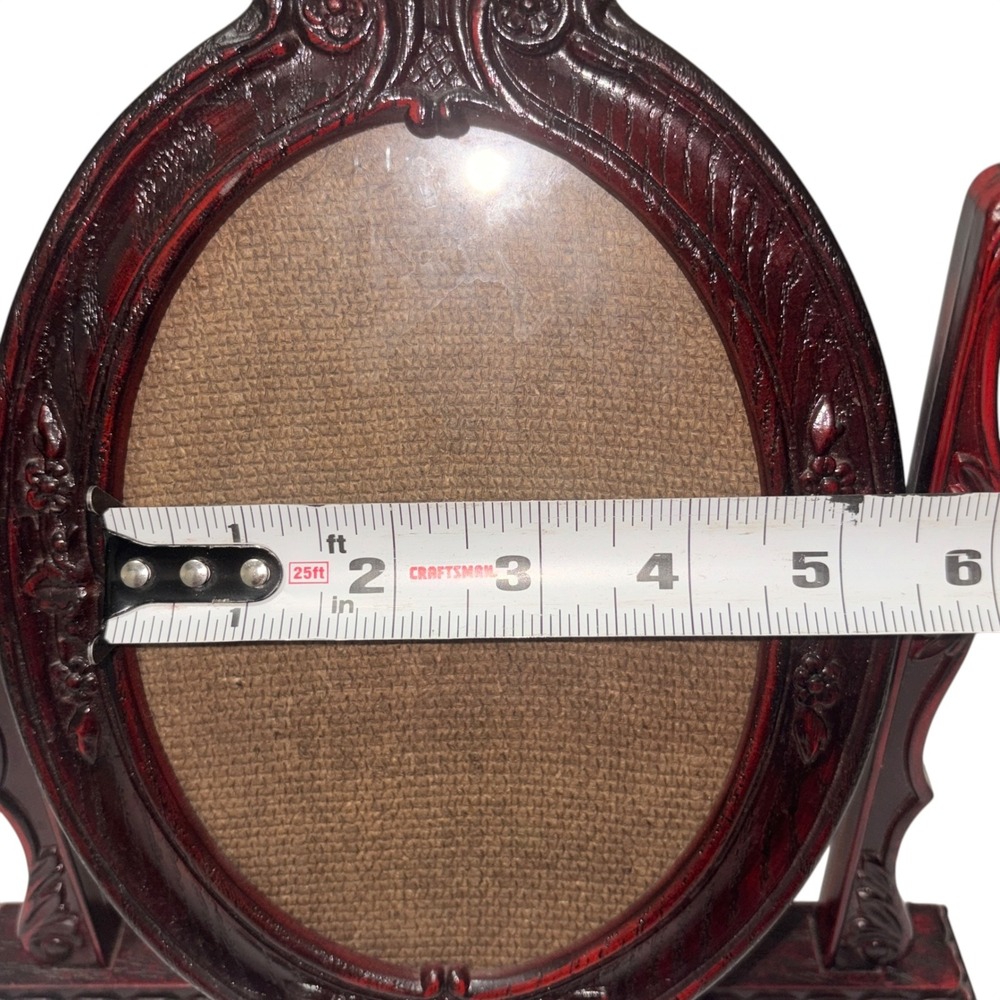 Vintage Ornate Oval Swivel Faux Wood Tilt Picture Frame 5" x 7" BRITISH~MCM - Picture 15 of 16